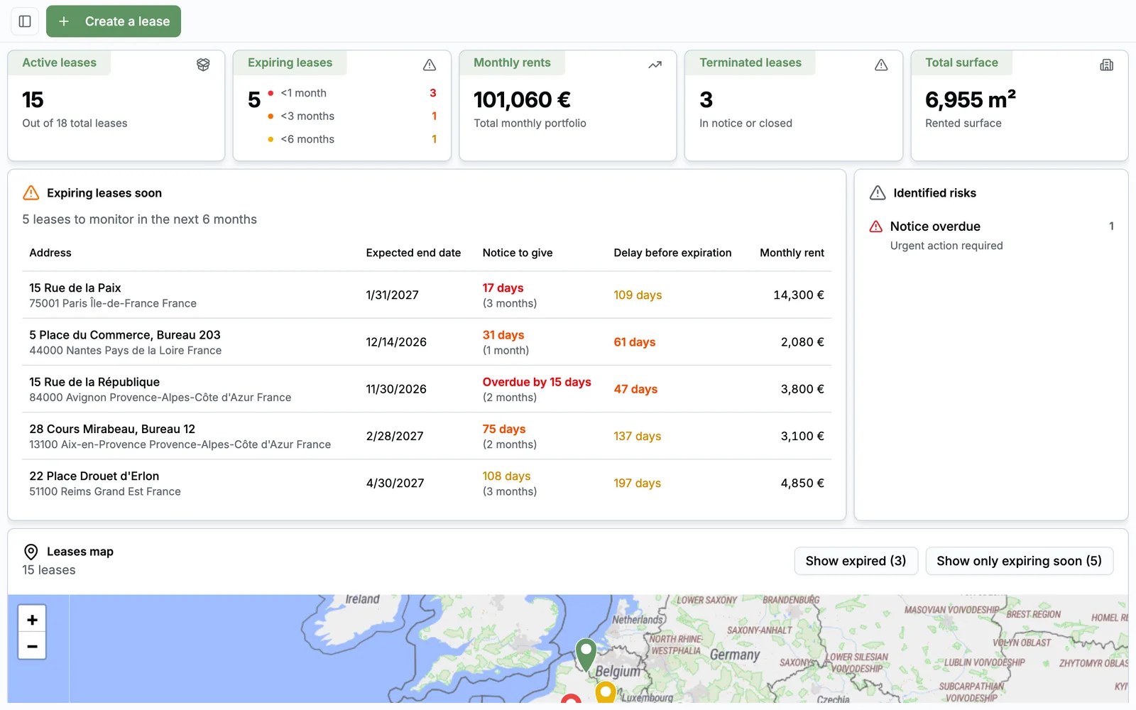 Screenshot of the Task FM application, demo data